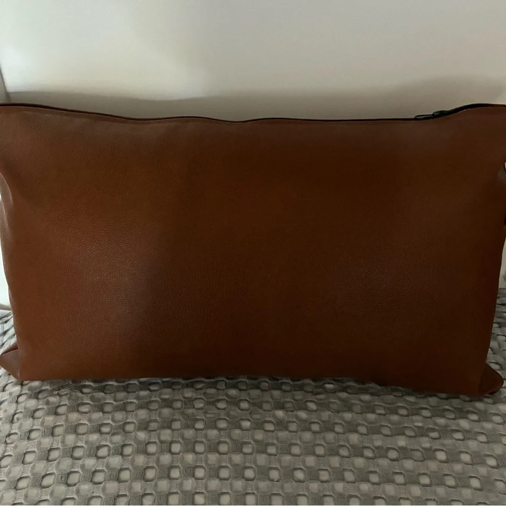 Faux Leather Accent Pillow